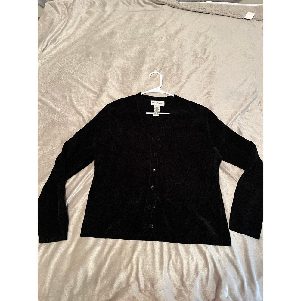 Crushed Velvet Womens Black Button Down sweater
